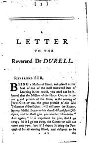 Cover of: A letter to ... dr. Durell ... occasioned by a late expulsion of six students from Edmund hall