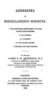 Cover of: Addresses on Miscellaneous Subjects