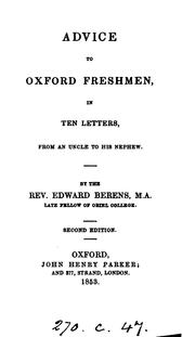 Cover of: Advice to Oxford freshmen