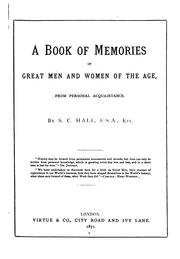 Cover of: A Book of Memories of Great Men and Women of the Age ... by S. C. Hall