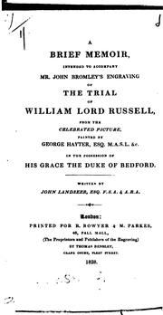Cover of: A brief memoir intended to accompany mr. John Bromley's engraving of the trial of William lord ...