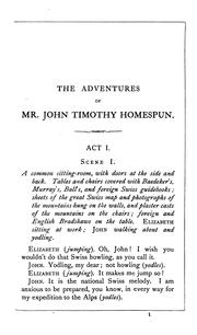 Cover of: The Adventures of Mr. John Timothy Homespun in Switzerland: Stolen from the French of Tartaron ...