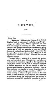 Cover of: A letter to lieut. col. Torrens, in answer to his address to the farmers of the United Kingdom