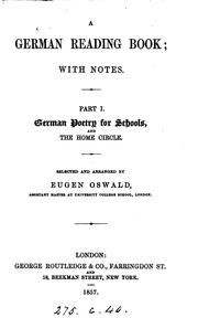 Cover of: A German reading book, with notes, selected by E. Oswald