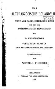 Cover of: Altfranzosische Rolandslied