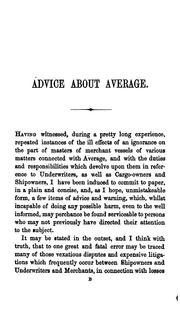 Cover of: Advice about Average: For the Benefit of Masters of Merchant Vessels