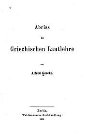 Cover of: Abriss der griechischen Lautlehre