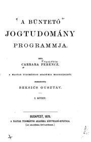 Cover of: A büntetö jogtudomány programmja