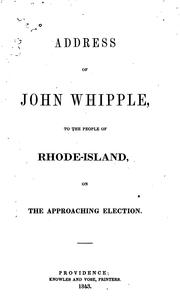 Cover of: Address to the People of Rhode Island on the Approaching Election