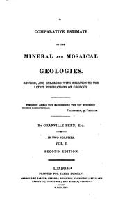 Cover of: A Comparative Estimate of the Mineral and Mosaical Geologies by Granville Penn