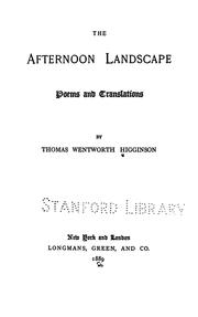 Cover of: The Afternoon Landscape: Poems and Translations