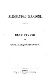 Cover of: Alessandro Manzoni: eine Studie