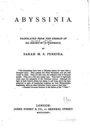 Cover of: Abyssinia: Tr. from the German of Dr. Henry W.J. Thiersch by Heinrich Wilhelm Josias Thiersch