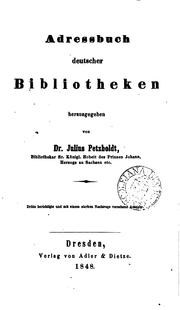 Cover of: Adressbuch deutscher Bibliotheken by Julius Petzholdt