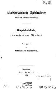 Cover of: Altniederländische Sprichwörter nach der ältesten Sammlung