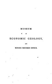 Cover of: Account of the Museum of economic geology, and mining records office