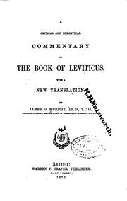 Cover of: A Critical and Exegetical Commentary on the Book of Leviticus with a New ...