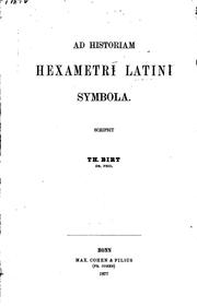 Ad historiam hexametri latini symbola by Theodor Birt