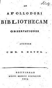 Cover of: Ad Apollodori Bibliothecam observationes