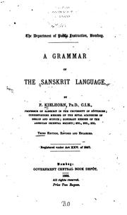 Cover of: A Grammar of the Sanskrit Language by Franz Kielhorn