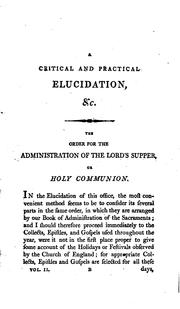 Cover of: A critical and practical elucidation of the Book of common prayer, and ...