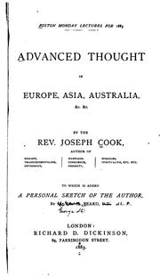 Cover of: Advanced Thought in Europe, Asia, Australia, Etc by Joseph Cook