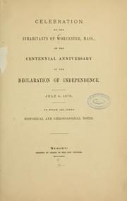 Cover of: Celebration by the inhabitants of Worcester, Mass.
