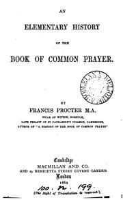 Cover of: An elementary history of the Book of common prayer