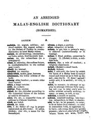 Cover of: An Abridged Malay-English Dictionary (romanized)