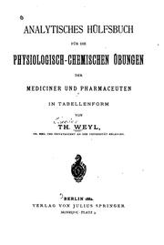 Cover of: Analytisches Hülfsbuch für die physiologisch-chemischen Uebungen der ...