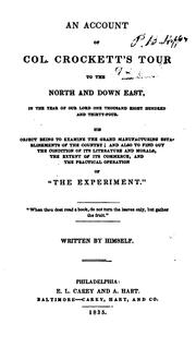 Cover of: An Account of Col. Crockett's Tour to the North and Down East: In the Year ...