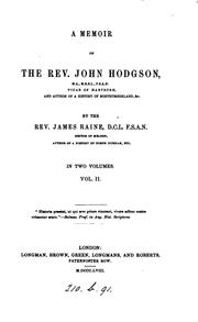 Cover of: A memoir of the rev. John Hodgson