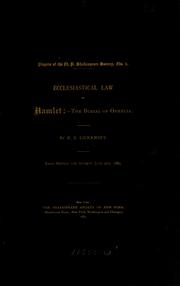 Cover of: Ecclesiastical law in Hamlet: the burial of Ophelia.