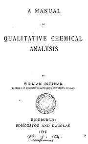 Cover of: A manual of qualitative chemical analysis. [With] Tables