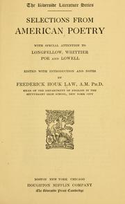 Cover of: Selections from American poetry: with special attention to Longfellow, Whittier, Poe and Lowell