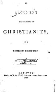 Cover of: An Argument for the Truth of Christianity: In a Series of Discourses