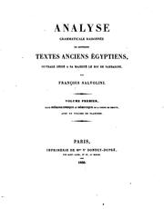 Cover of: Analyse grammaticale raisonée de différens textes anciens égyptiens
