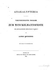 Cover of: Anakalypteria by Alfred Brueckner