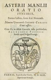 Cover of: Asterii Manlii oratio fvnebris by Asterius Manlius