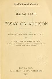 Cover of: Macaulay's essay on Addison by Thomas Babington Macaulay