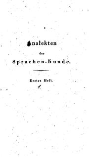 Cover of: Analekten der Sprachenkunde