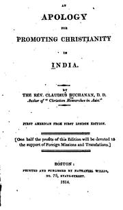 An apology for promoting Christianity in India by Claudius Buchanan