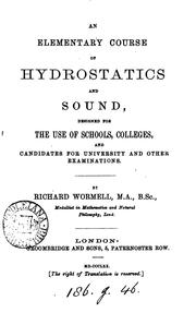 Cover of: An elementary course of hydrostatics and sound