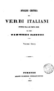 Cover of: Analisi critica dei verbi italiani, investigati nella loro primitiva origine by Vincenzio Nannucci