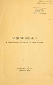 Cover of: England, 1689-1830. | [Nolen, William Whiting]