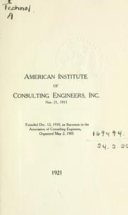 Cover of: Constitution and by-laws and list of members. by American Institute of Consulting Engineers