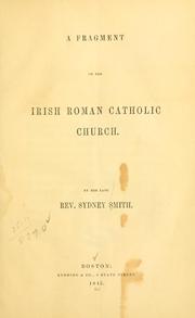 Cover of: A fragment on the Irish Roman Catholic church. by Sydney Smith