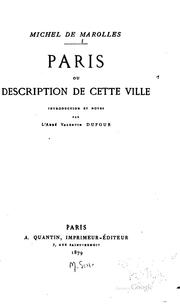 Cover of: Anciennes descriptions de Paris ...