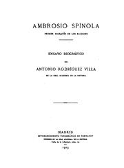 Cover of: Ambrosio Spínola, Primer Marqués de los balbases