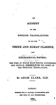 Cover of: An Account of the English Translations of All the Greek and Roman Classics, and Ecclesiastical ...